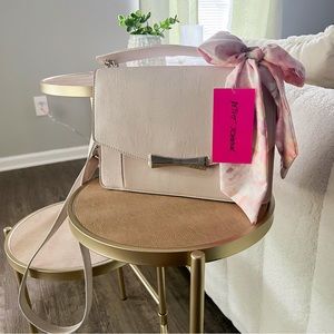 Betsey Johnson Blush Satchel/Purse with Floral Bow